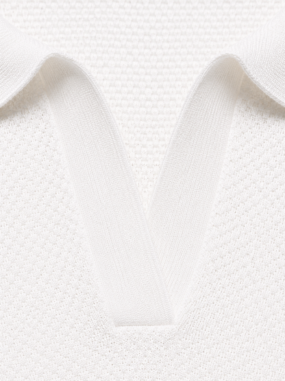 Men's Textured Knit Polo Shirt – Lightweight Breathable Summer Fit