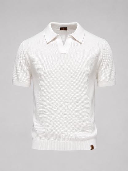 Men's Textured Knit Polo Shirt – Lightweight Breathable Summer Fit