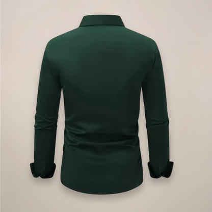 Men's Notched Collar Button-Up Shirt - Classic Smart Casual Long Sleeve