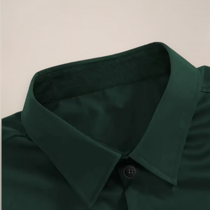 Men's Notched Collar Button-Up Shirt - Classic Smart Casual Long Sleeve