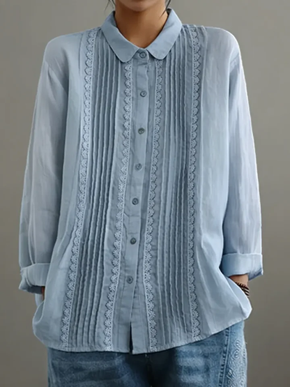 Elowara Pleated Lace Elegance Blouse