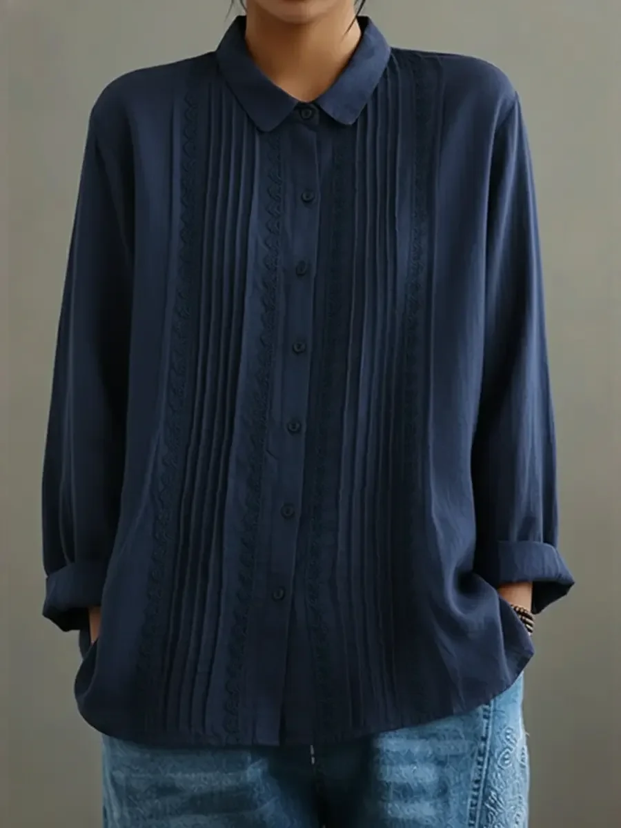 Elowara Pleated Lace Elegance Blouse