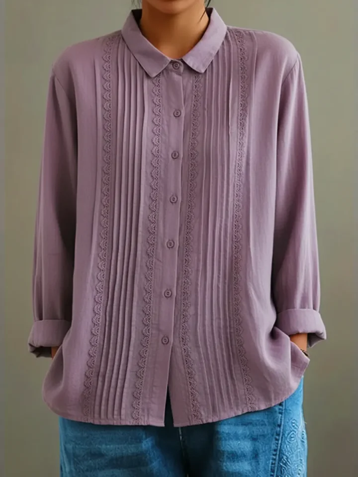 Elowara Pleated Lace Elegance Blouse