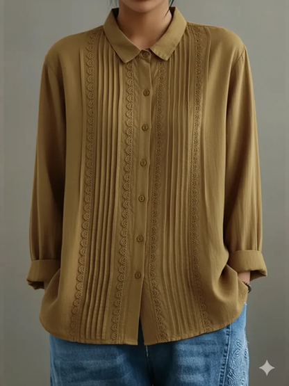 Elowara Pleated Lace Elegance Blouse