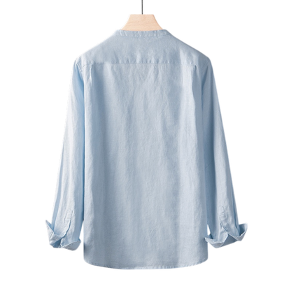 Minimal V-Neck Linen Shirt