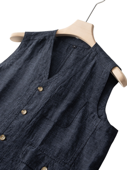 Élan Indigo Linen Vest
