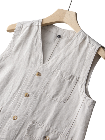 Élan Indigo Linen Vest