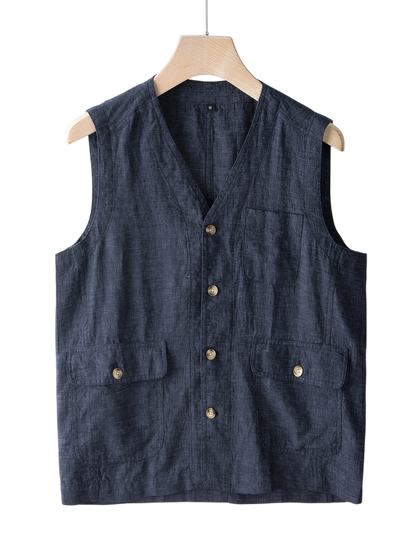 Élan Indigo Linen Vest