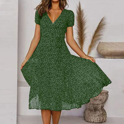 Ernestina Stylish Flattering Fit V-Neck Dress