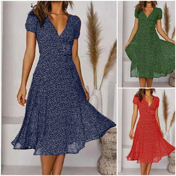 Ernestina Stylish Flattering Fit V-Neck Dress