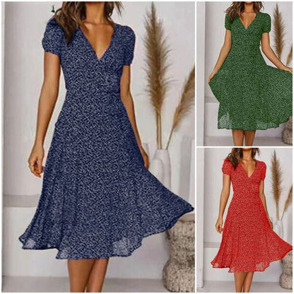 Ernestina Stylish Flattering Fit V-Neck Dress