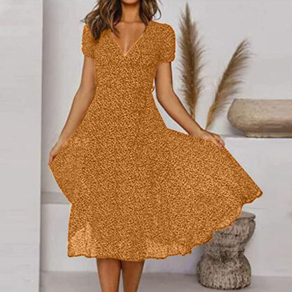 Ernestina Stylish Flattering Fit V-Neck Dress