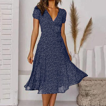 Ernestina Stylish Flattering Fit V-Neck Dress
