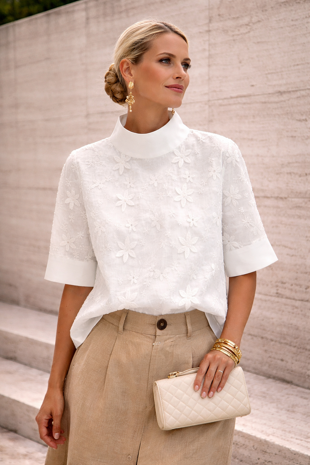 Sofia Elegant High-Neck Women's Blouse
