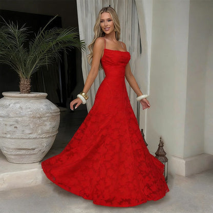 Selvira Elegant Lace Maxi Evening Dress