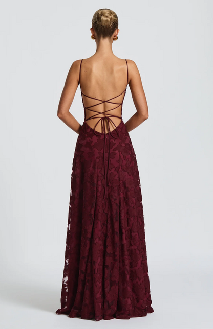 Selvira Elegant Lace Maxi Evening Dress