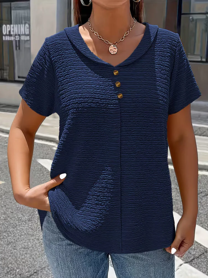 Lunara Elegant Women's V-Neck Button Top