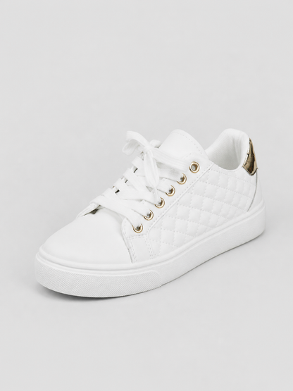 Women’s Comfort Trainers – Quilted Leather Look Shoes