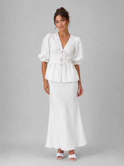 Women’s Cotton Two Piece Skirt Set – Elegant Summer Style