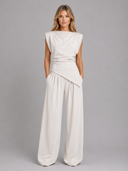 Women’s Draped Two-Piece Co-Ord Set – Relaxed Lounge Style
