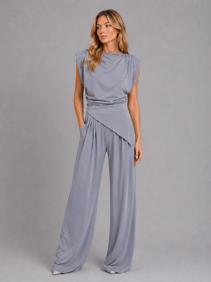 Women’s Draped Two-Piece Co-Ord Set – Relaxed Lounge Style