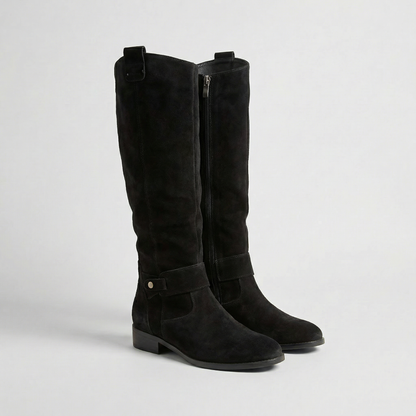 Women’s Knee-High Slouch Boots – Suede Look Elegance