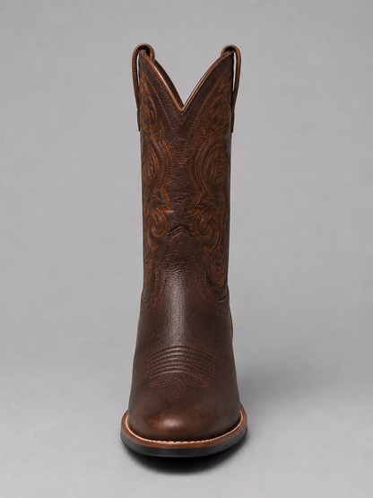 Women’s Leather Cowboy Boots – Embroidered Western Heel Boots