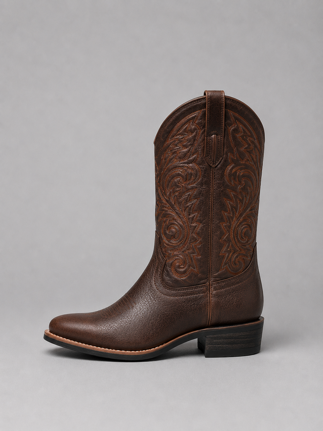 Women’s Leather Cowboy Boots – Embroidered Western Heel Boots