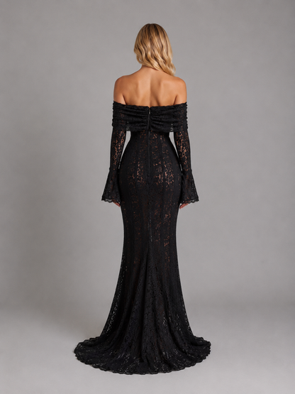 Women’s Off-Shoulder Lace Cutout Maxi Dress – Wedding Guest Style