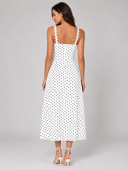 Women’s Polka Dot Midi Dress – Summer Holiday Style