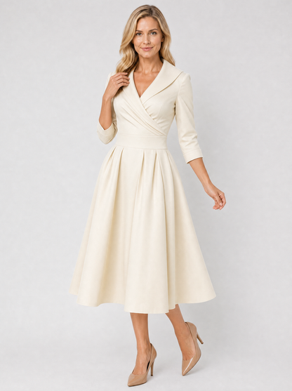 Women’s Satin Feel Midi Dress – Elegant Wrap Style