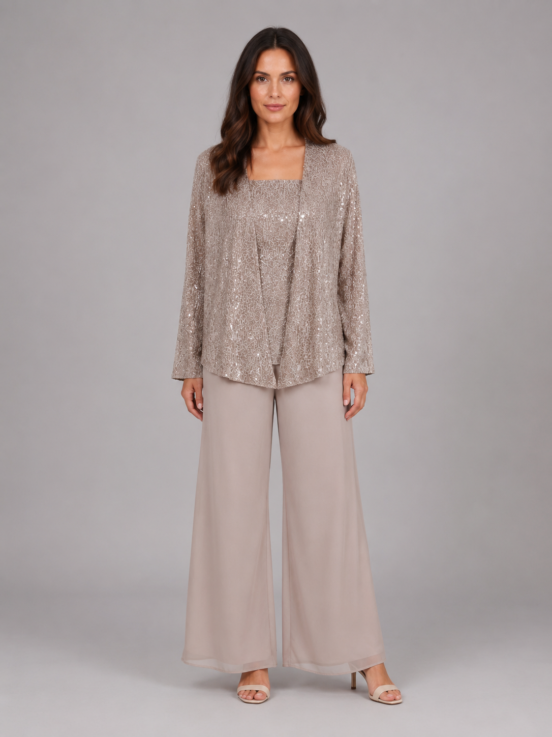 Women's Sequin Three-Piece Trouser Set – Elegant Occasion Co-Ord