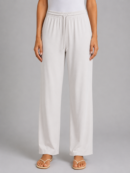 Women's Relaxed Drawstring Trousers – Wide Leg Casual Fit