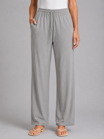 Women's Relaxed Drawstring Trousers – Wide Leg Casual Fit