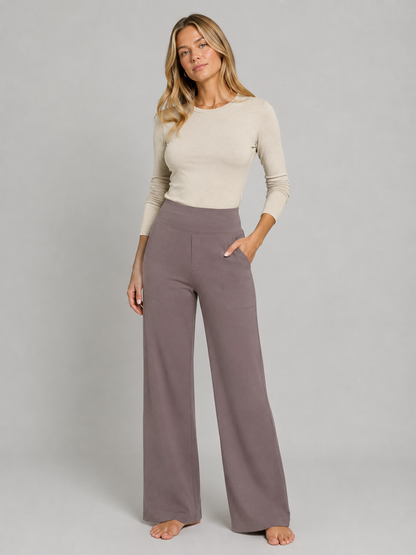 Women’s Stretch Straight-Leg Trousers – High-Waist Comfort Fit