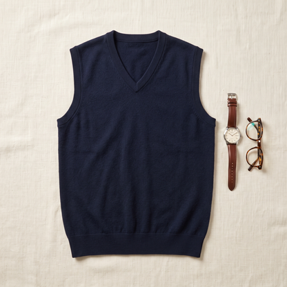 Bellagio Merino Sweater Vest - styled flat lay