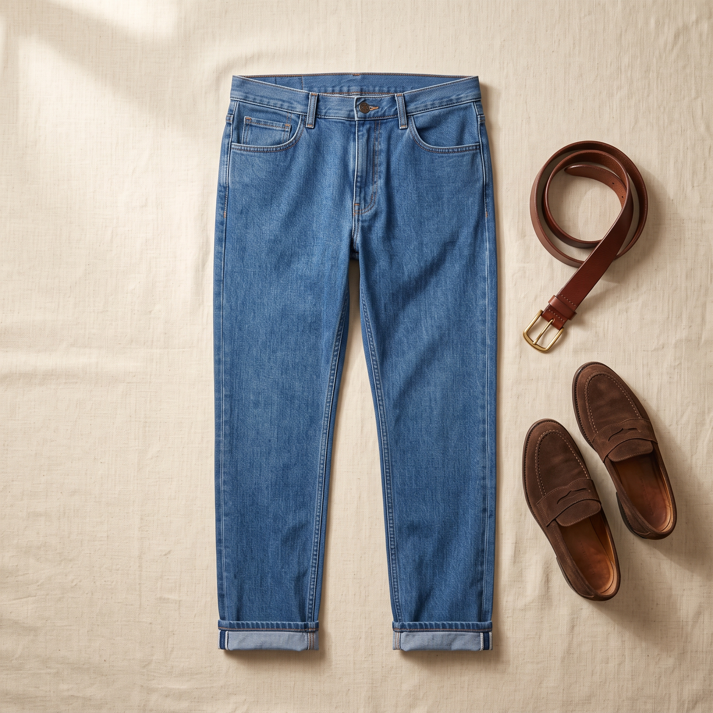 Olympia Retro Jeans - styled flat lay