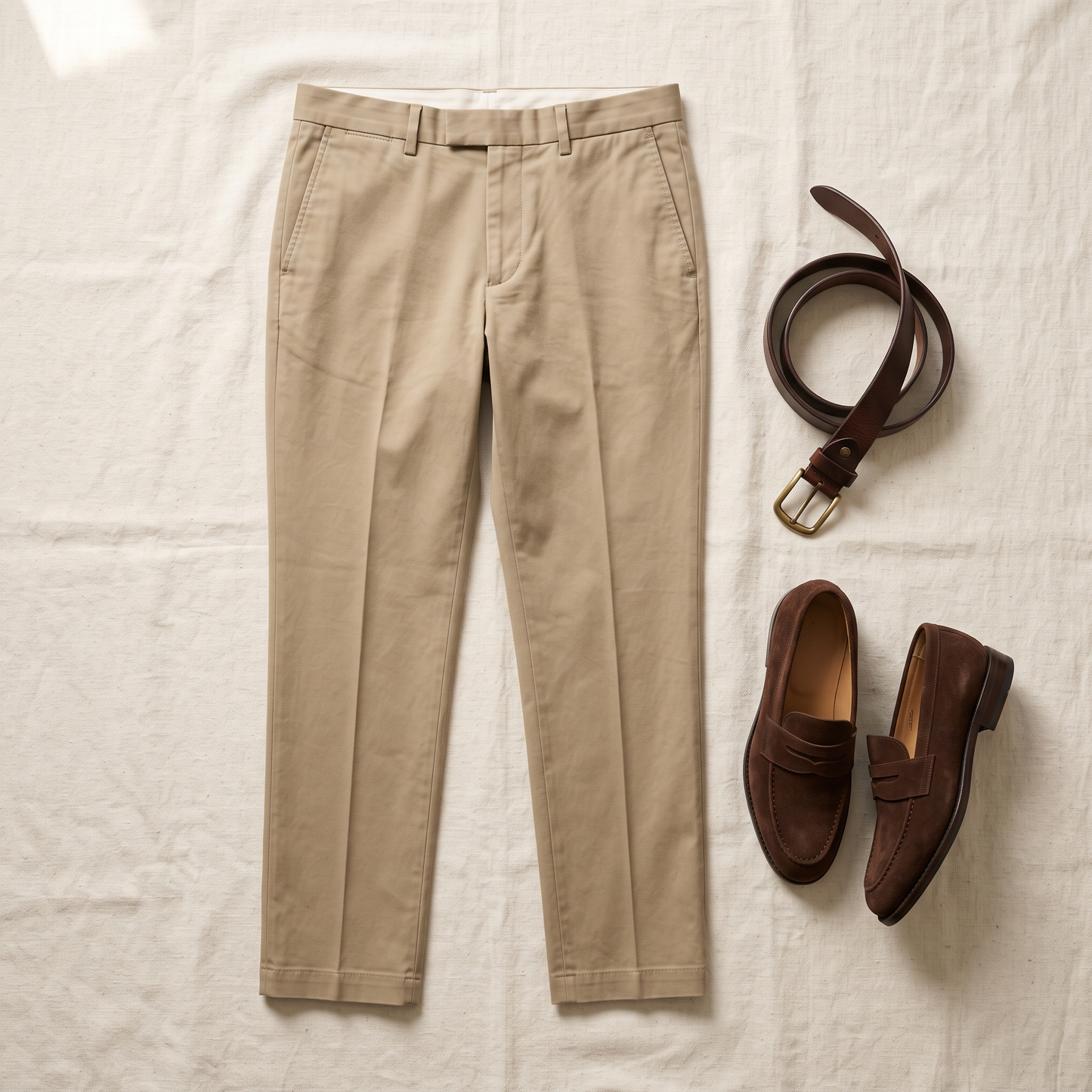Weston Cotton Trousers - styled flat lay