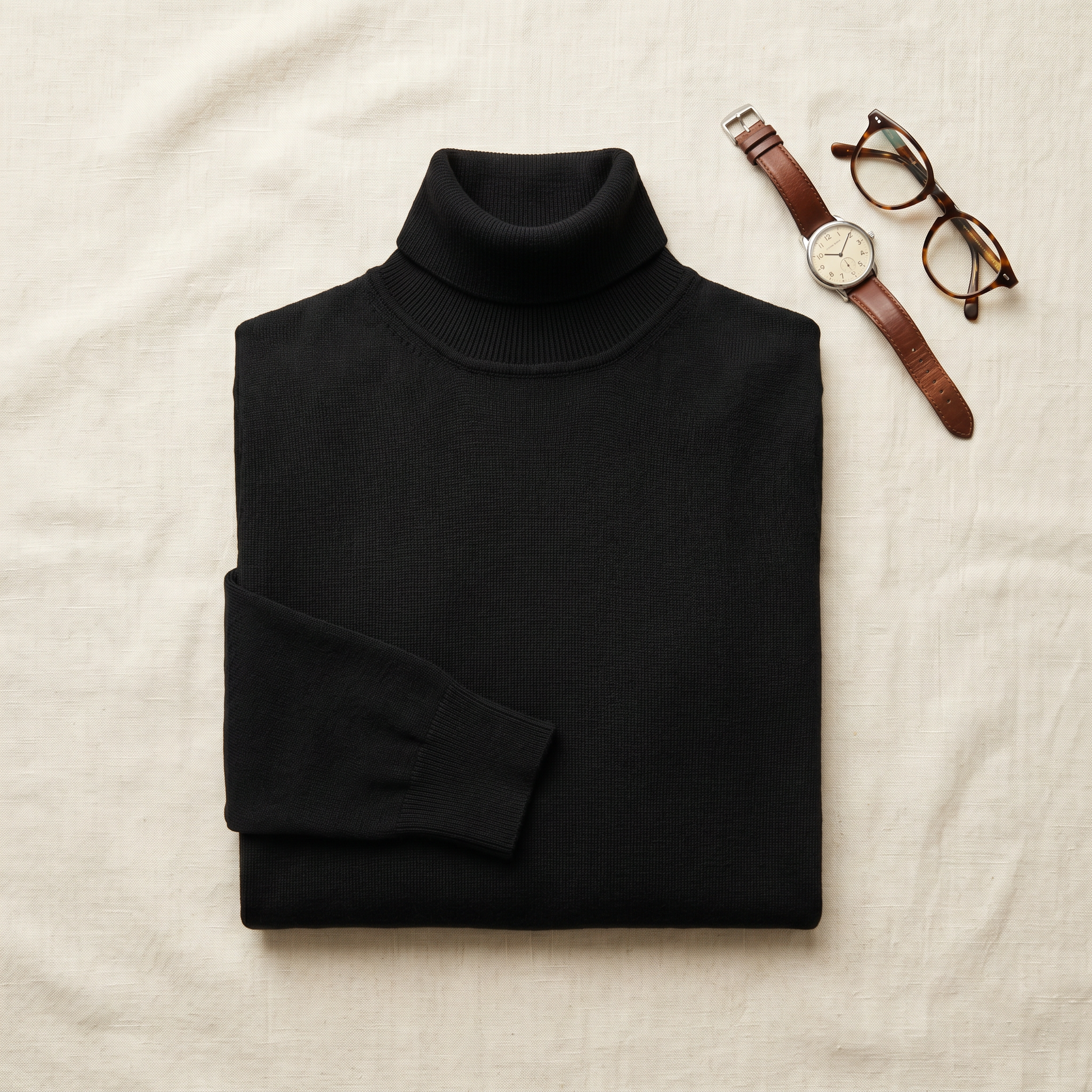 Bergen Knitted Turtleneck - styled flat lay