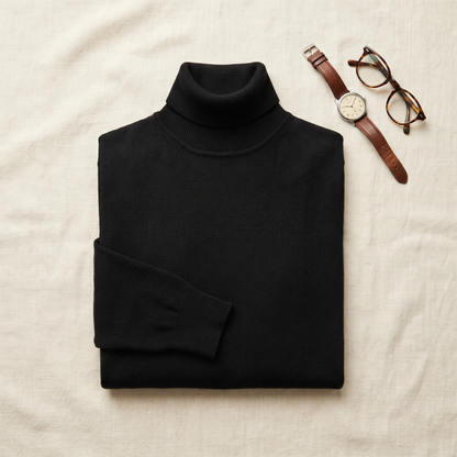 Bergen Knitted Turtleneck - styled flat lay