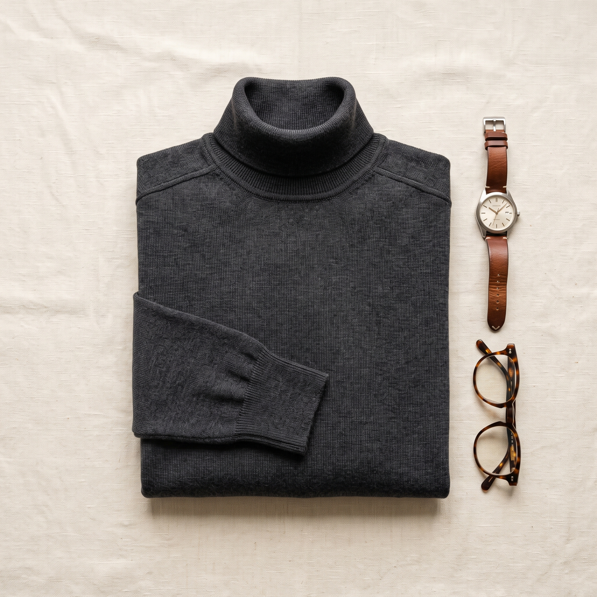 Dalton Turtleneck Knit - styled flat lay