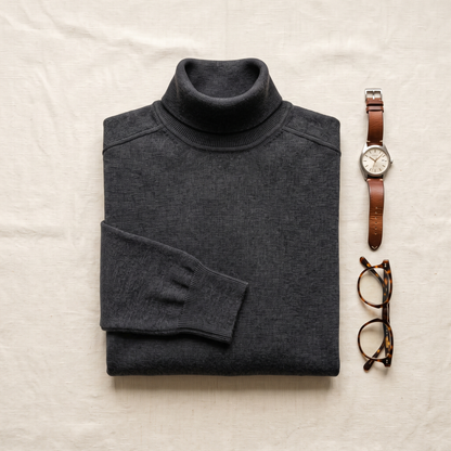 Dalton Turtleneck Knit - styled flat lay