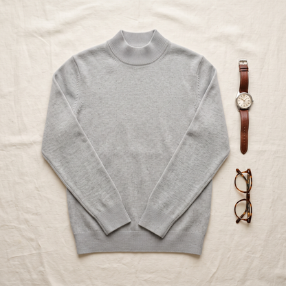 Ellis Mock-Neck Sweater - styled flat lay