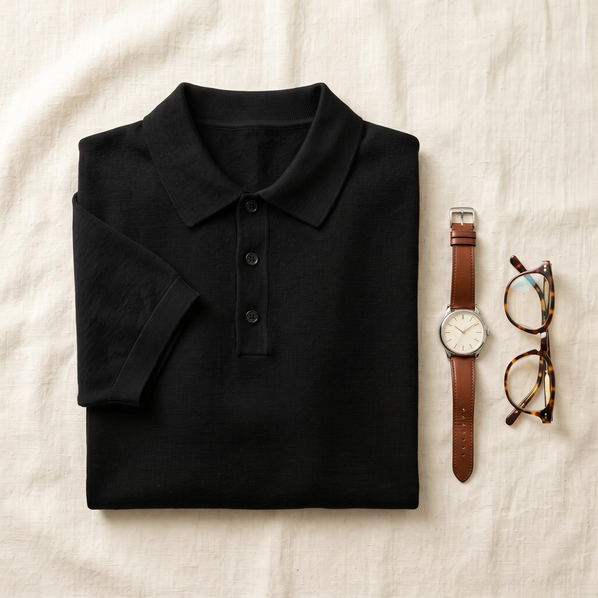 Alden Knit Polo - styled flat lay