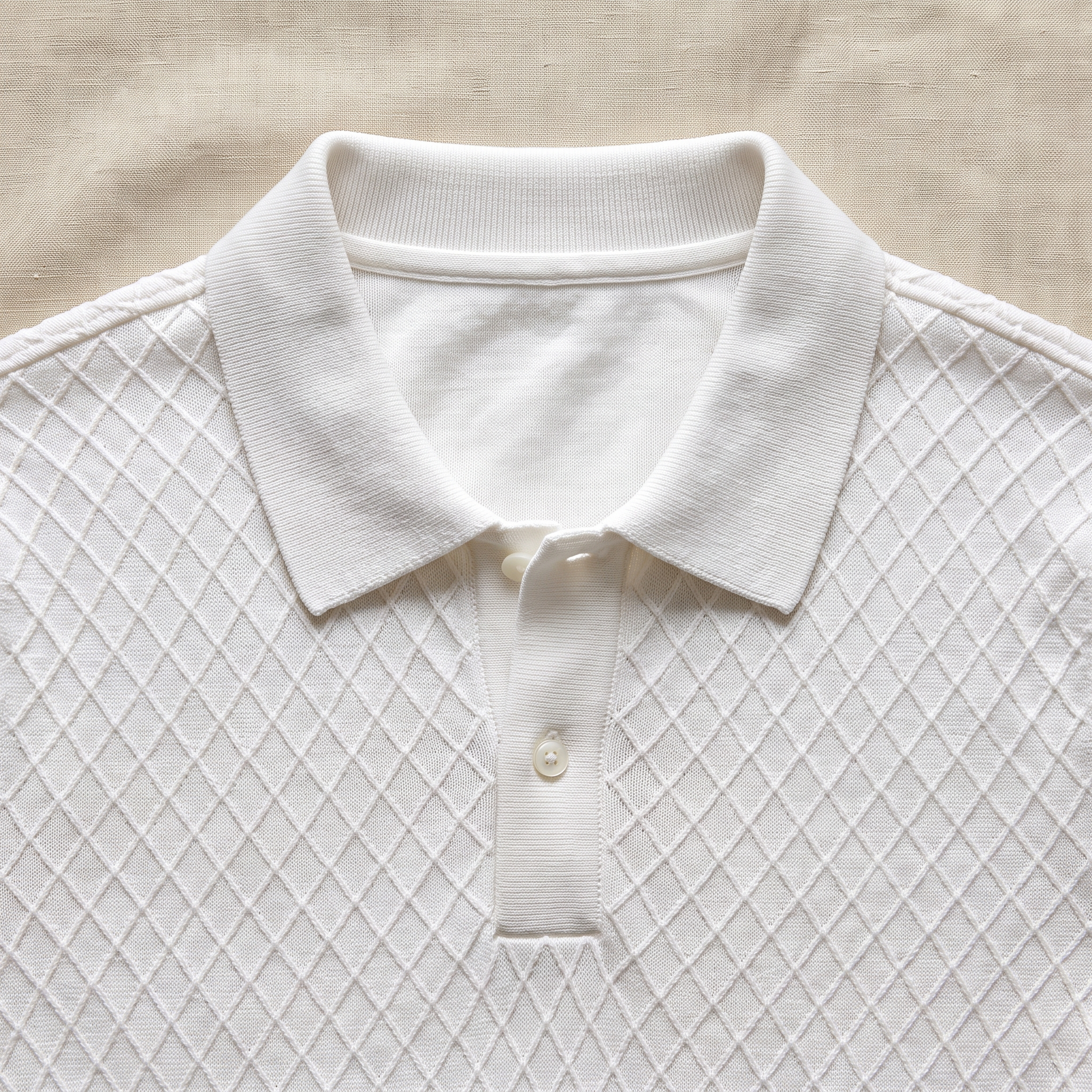 Blaise Diamond Knit Polo - fabric detail