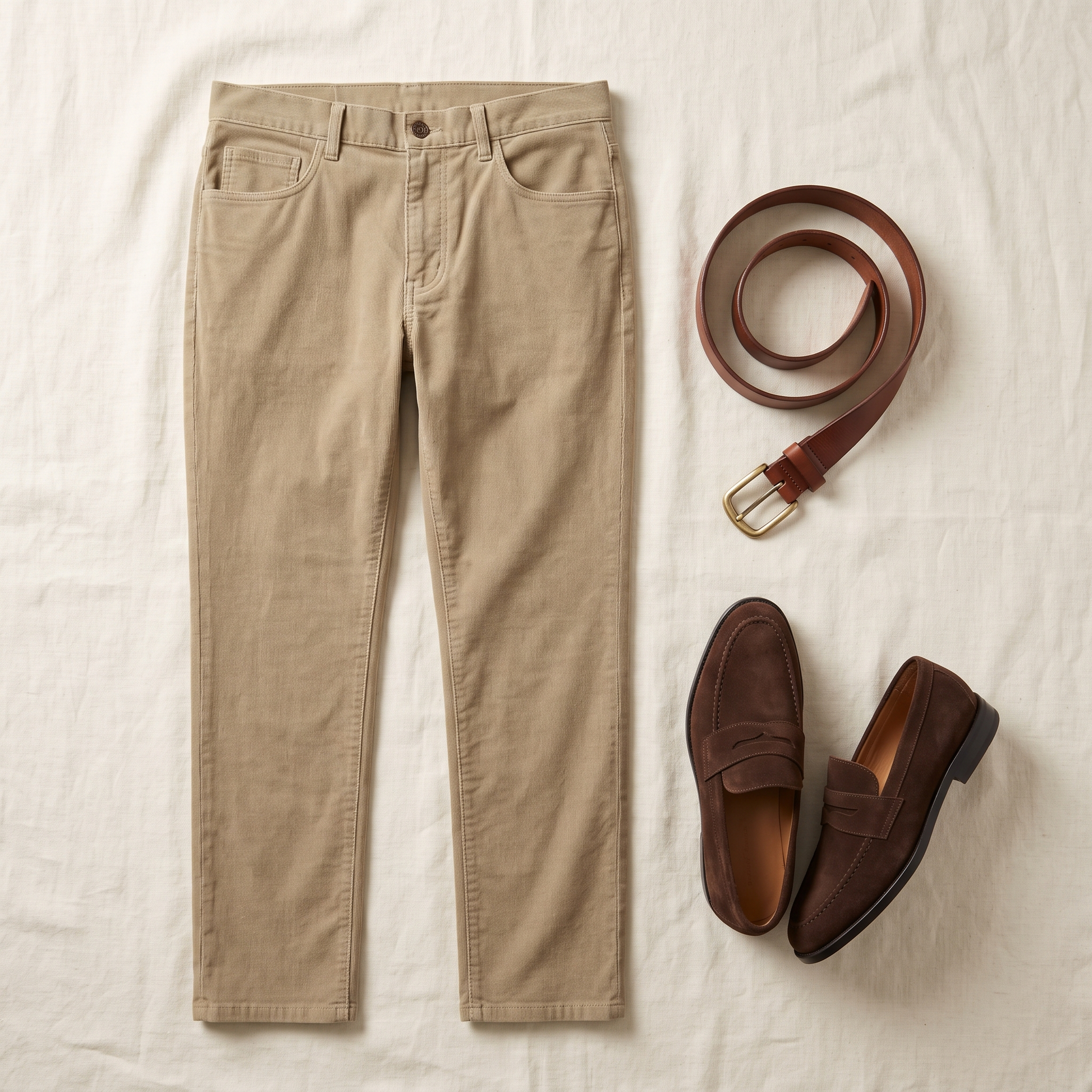 Verona Corduroy Pants - styled flat lay