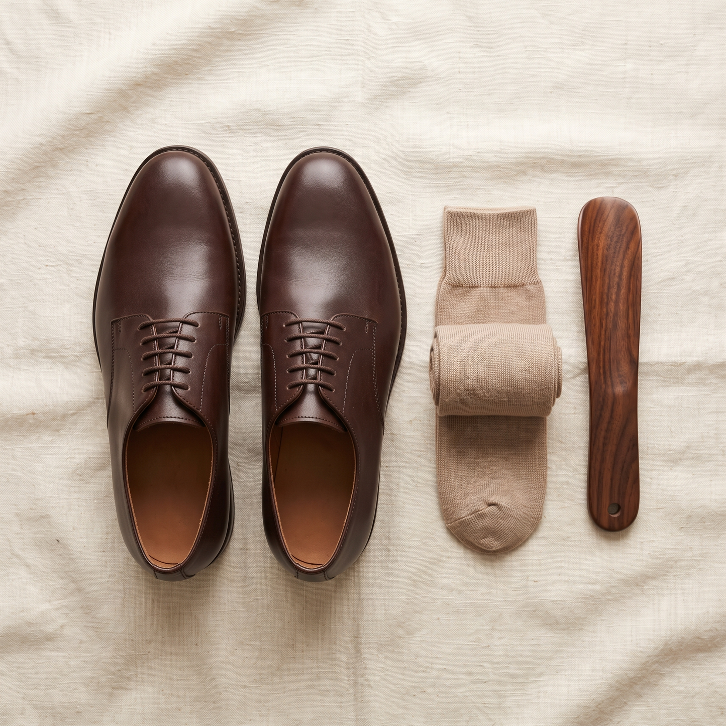 Kingsley Formal Leather Shoes - styled flat lay