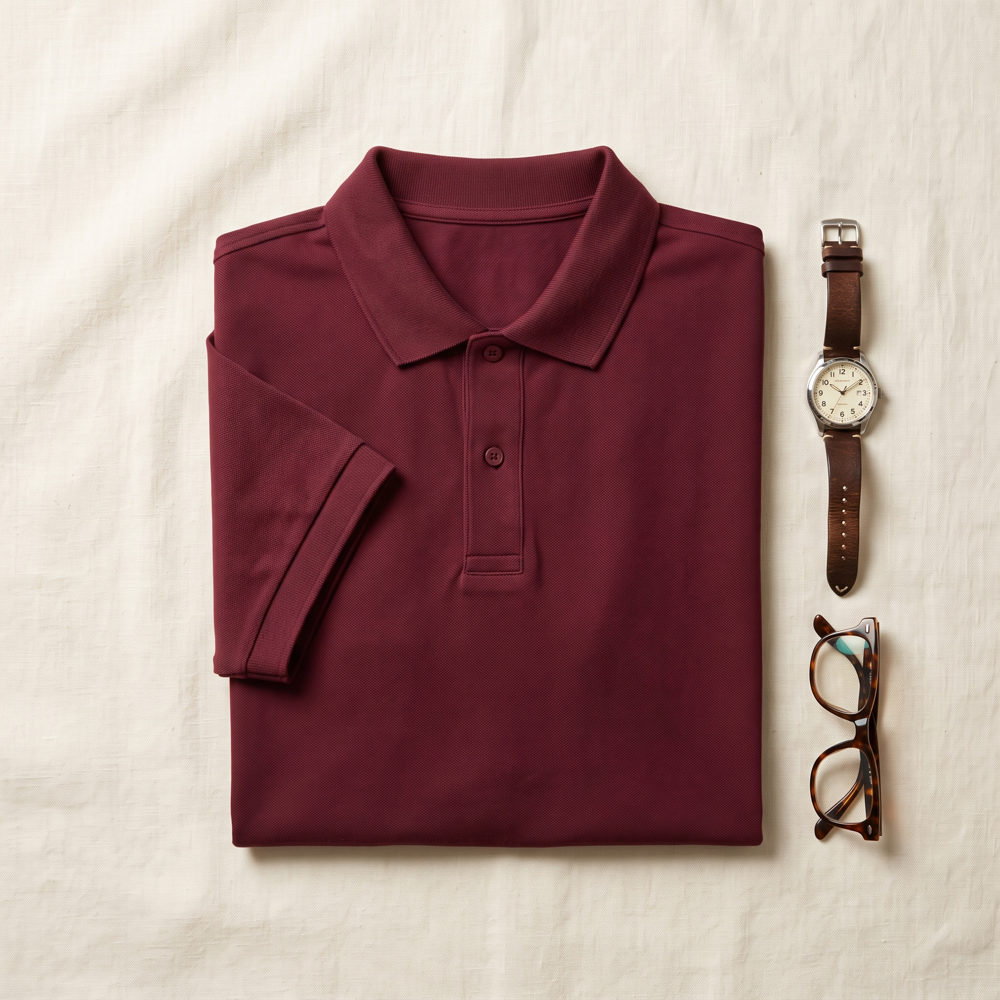 Rowan Short-Sleeve Polo - styled flat lay