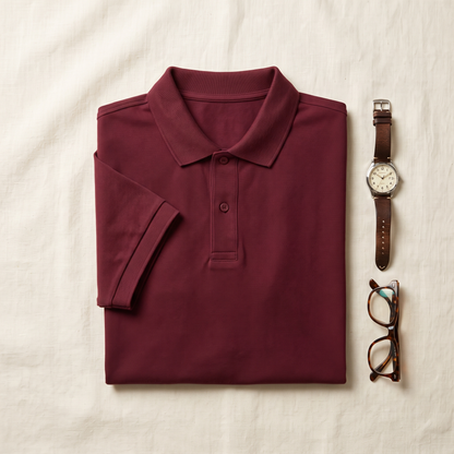 Rowan Short-Sleeve Polo - styled flat lay