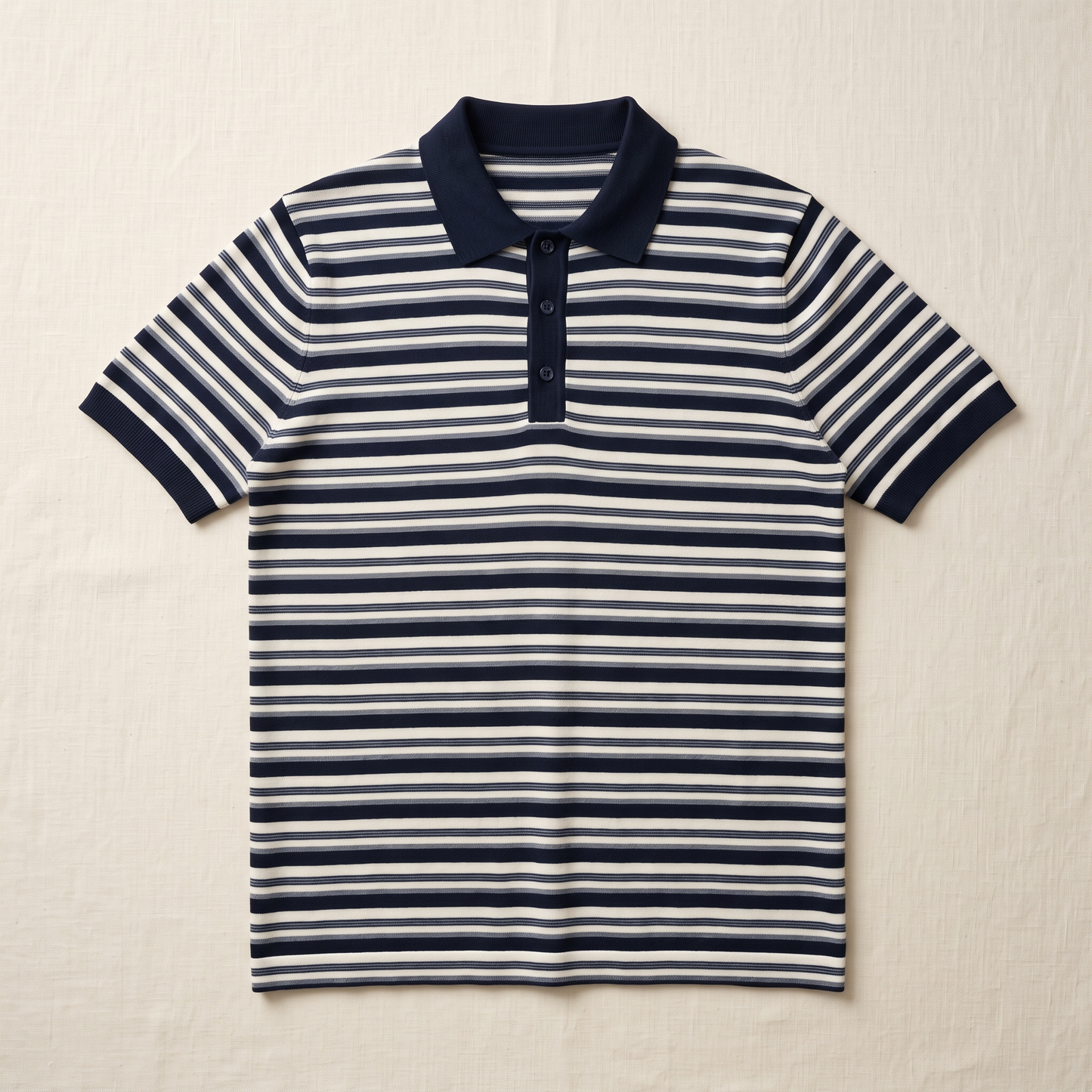 Marina Striped Knit Polo - flat lay front